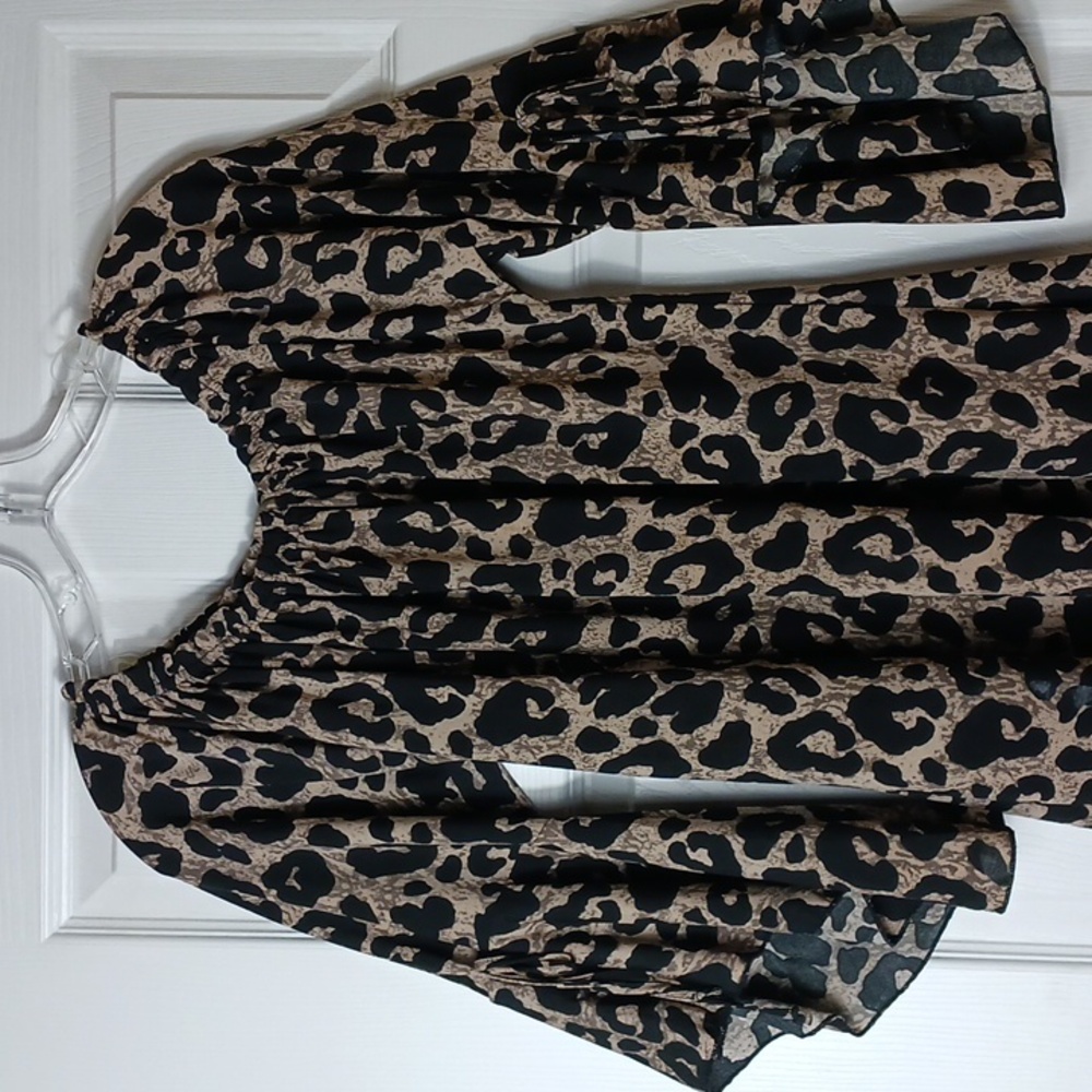 Lildy Tie Sleeve Tunic Leopard Print Party Girl Baby Doll Size XL